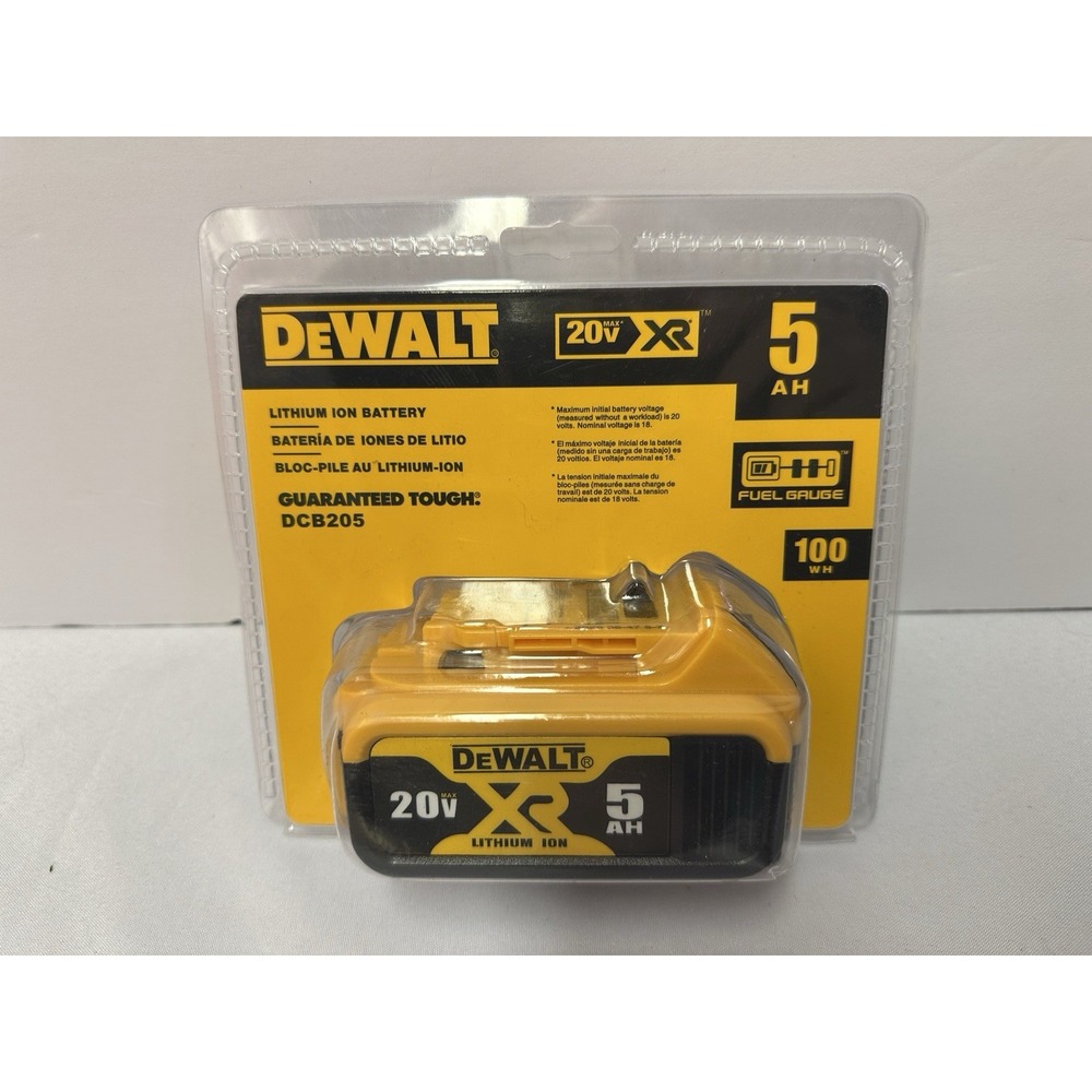 Single DEWALT DCB205 20V Max XR 5.0Ah Lithium-Ion Battery New In Pack